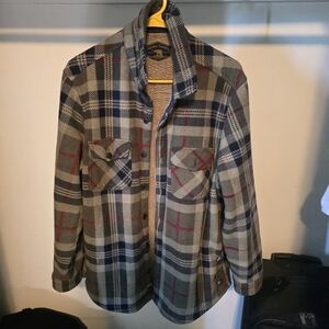 Plaid Men's Jacket - Gray and Red